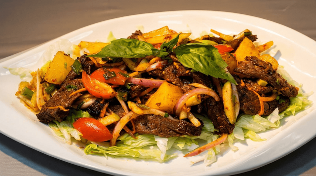 Spicy Flank Steak Salad.